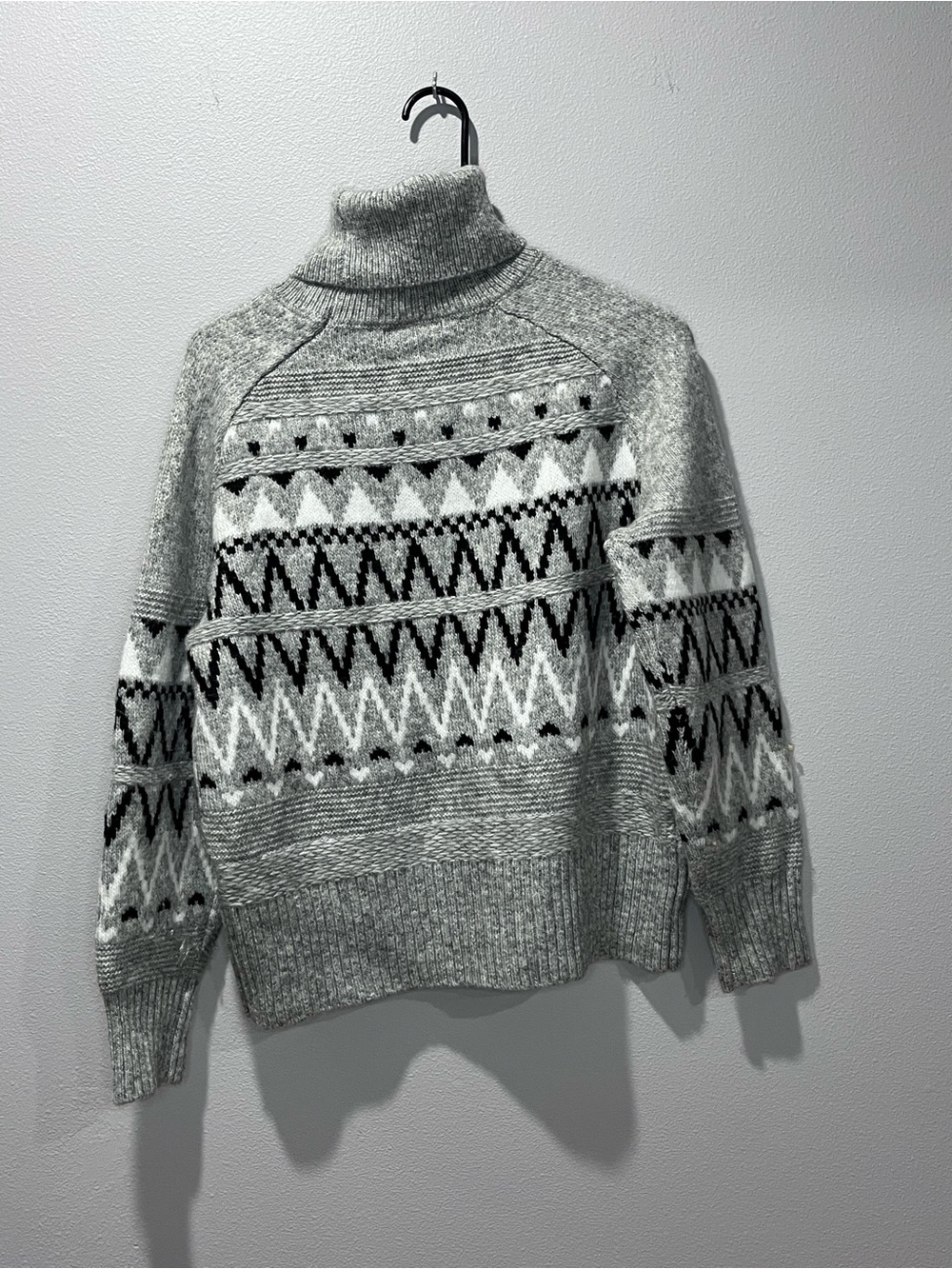 Design History Gray Fair Isle Turtleneck Sweater